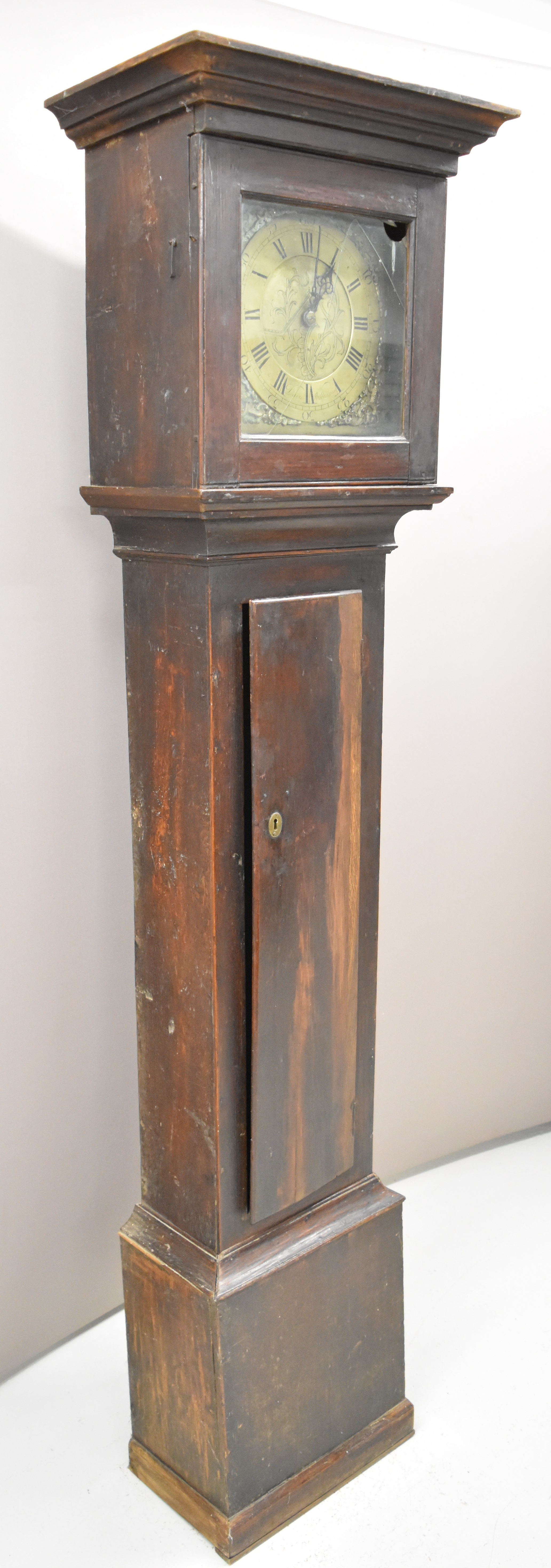 David Williams, likely Welsh and possibly Neath, oak cased, brass dial longcase clock, the thirty - Image 2 of 5