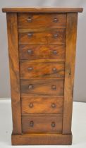 19thC walnut Wellington chest of seven graduated drawers, W49 x D35 x H102cm