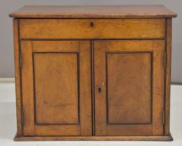 19thC mahogany twin handled campaign stationery chest with hinged lid, and fitted cupboard