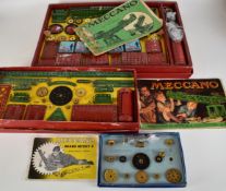 Three Meccano sets comprising numbers 8, 8A and Gears Outfit A, all appear complete and boxed with