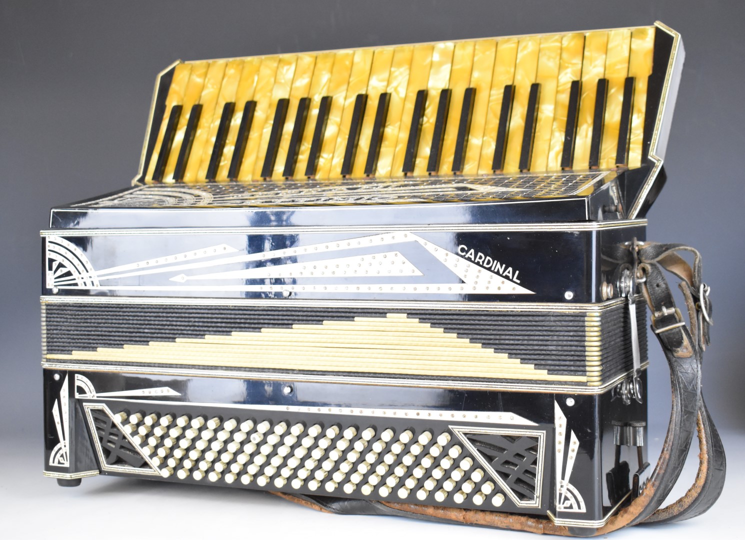 Soprani Settimio 41 key piano accordion in black/gem finish, with fitted hard case.
