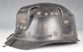 Miner's helmet, not marked but possibly a 'Huwood' Light Type example