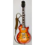 Epiphone Les Paul ES semi-hollow body electric guitar in Cherry Sunburst finish, 22 frets, serial