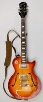Epiphone Les Paul ES semi-hollow body electric guitar in Cherry Sunburst finish, 22 frets, serial