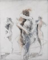 Jurgen Gorg (German, born 1951) signed limited edition (42/150) etching Dancing, titled, numbered