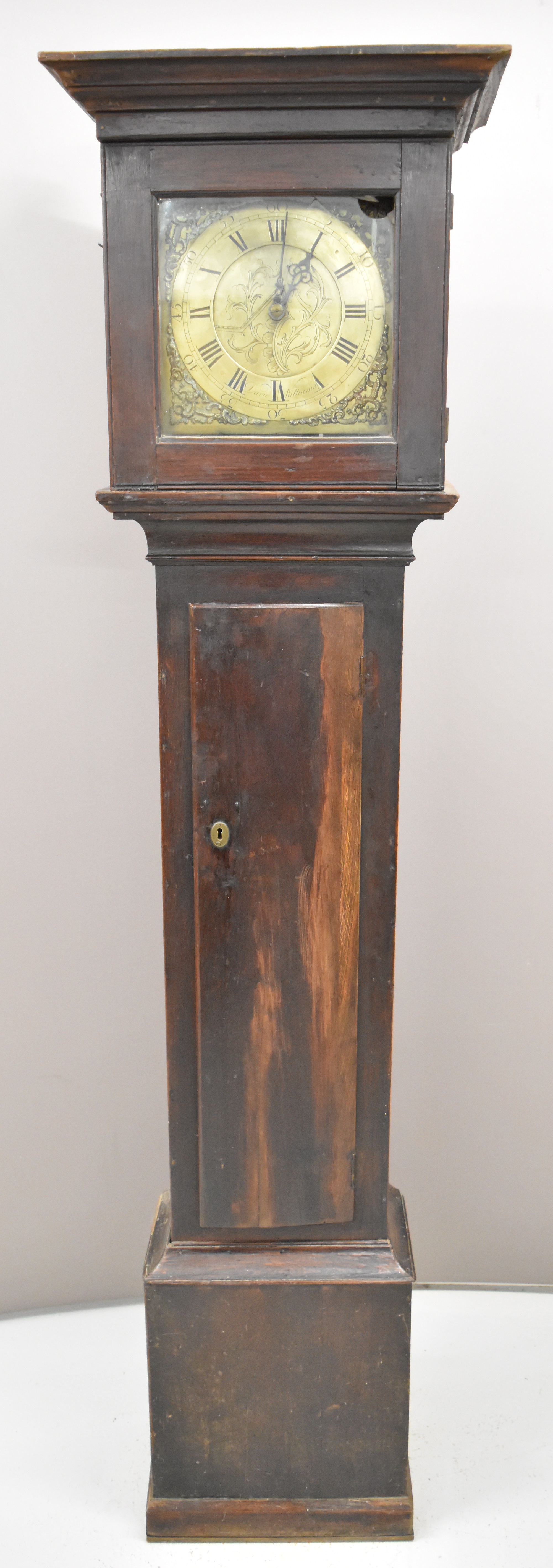 David Williams, likely Welsh and possibly Neath, oak cased, brass dial longcase clock, the thirty