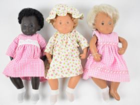 Three Gotz Sasha Baby dolls including one earlier sexed doll, each with articulated limbs, painted