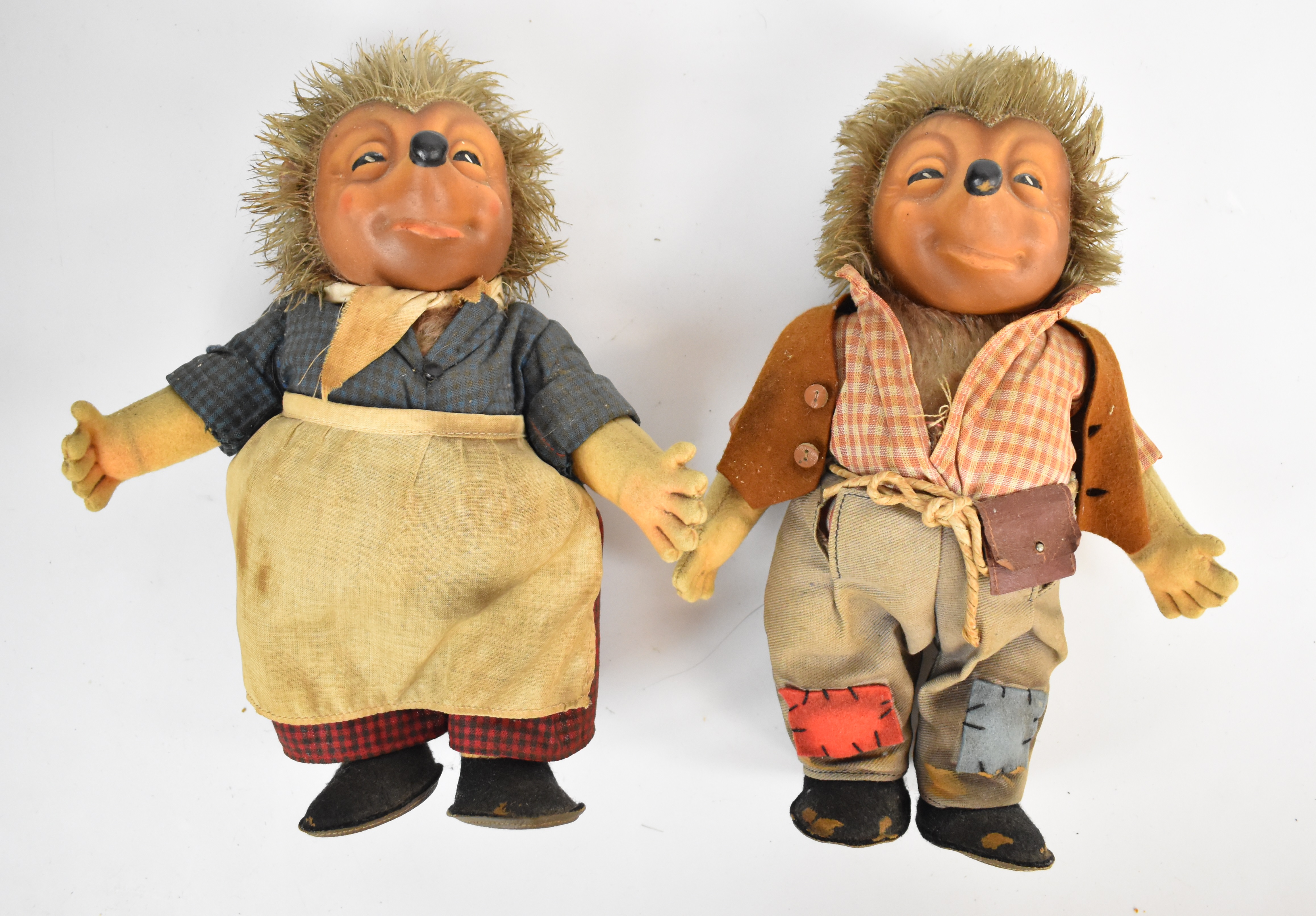 Steiff Micki and Meckie hedgehog character dolls, c.1950's, height 26cm.