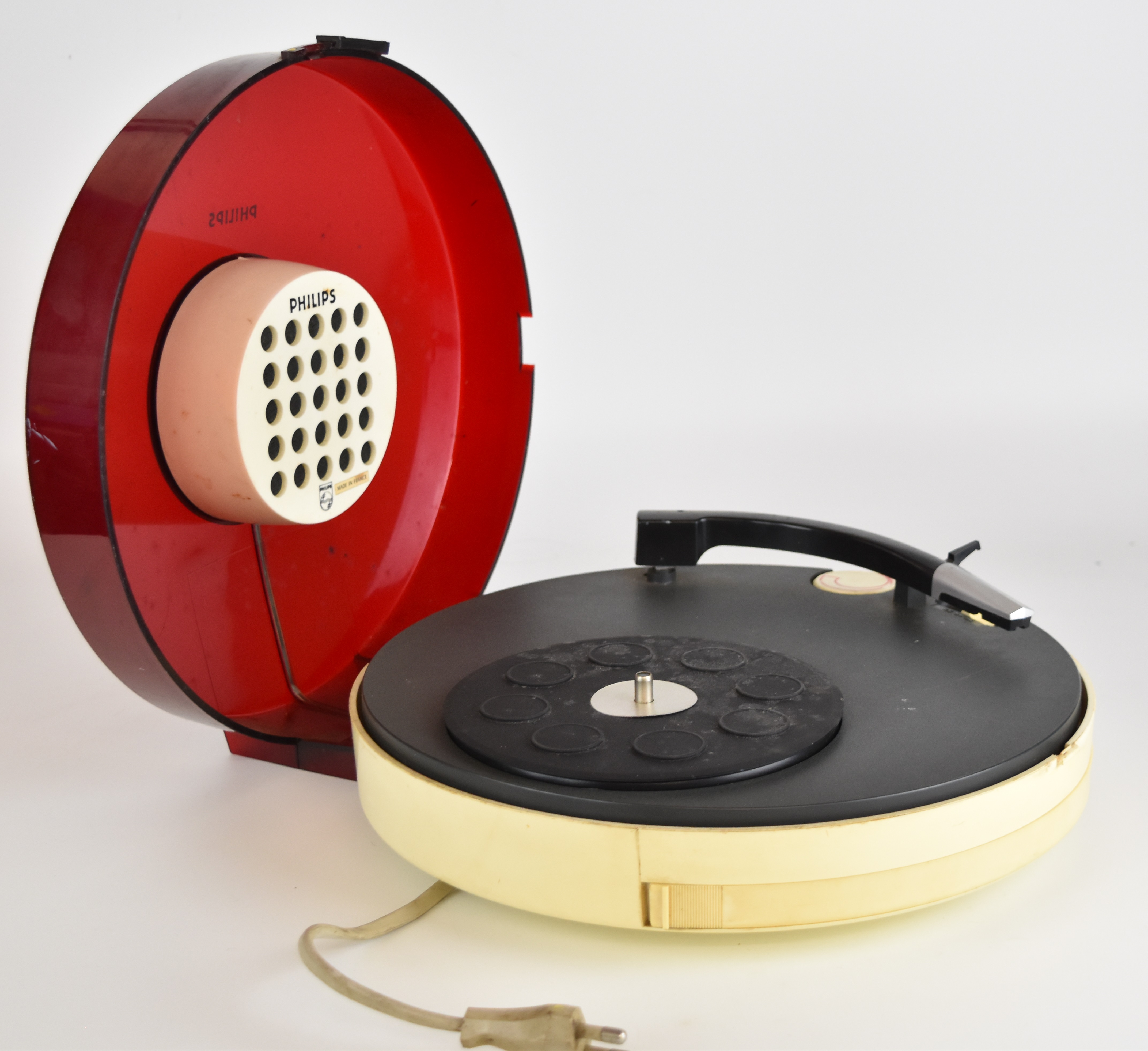 Philips retro UFO record player, model 22GF303/15L, with red plastic cover incorporating speaker - Image 2 of 5