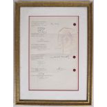 Winston Churchill signature on document embossed with The Common Seal of the Church Commissioners,