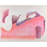 Adrian George (1944-2021) signed limited edition (35/150) print lady on a bed, signed, dated 1988