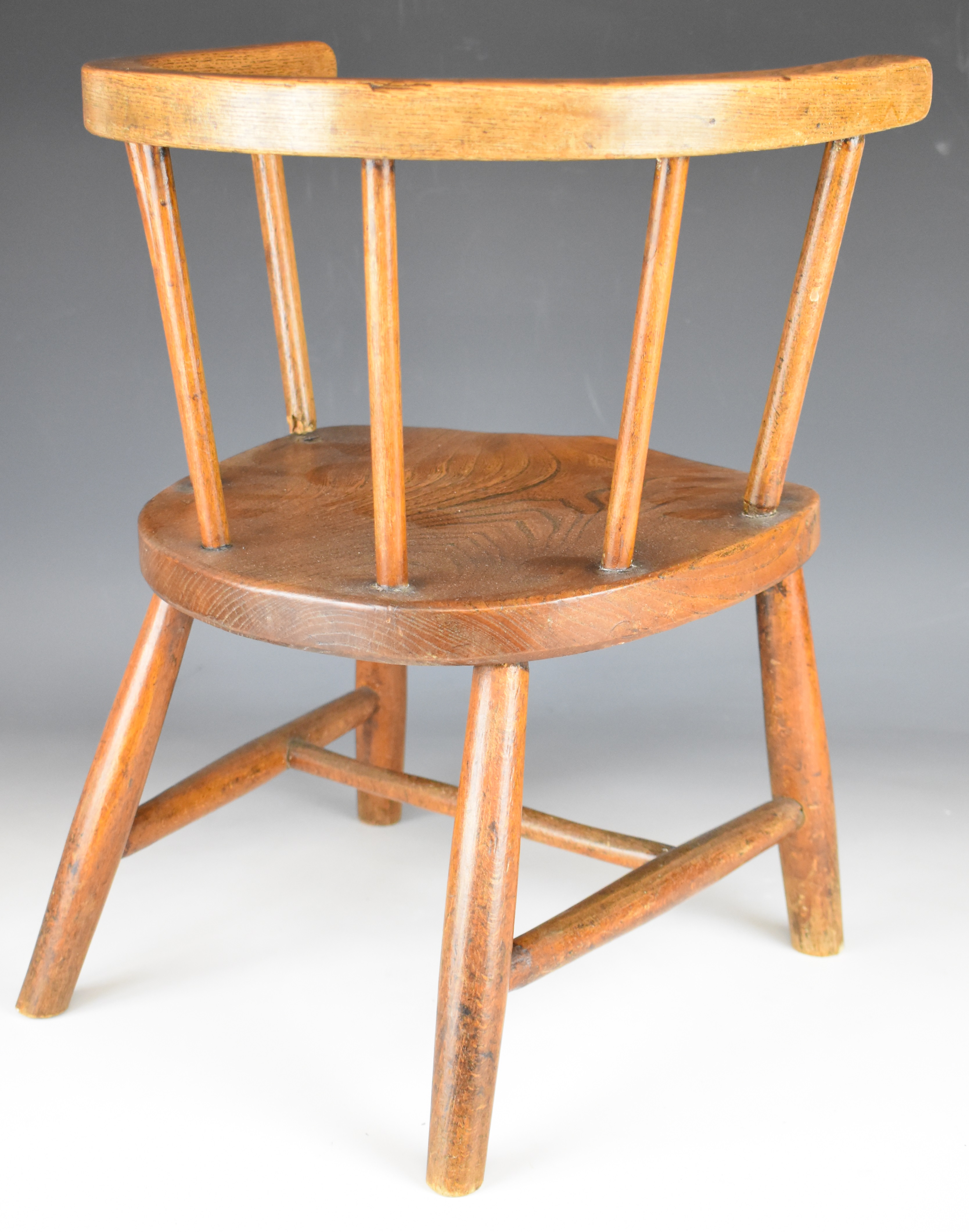 19thC children's elm seated chair, height 43cm - Image 3 of 3