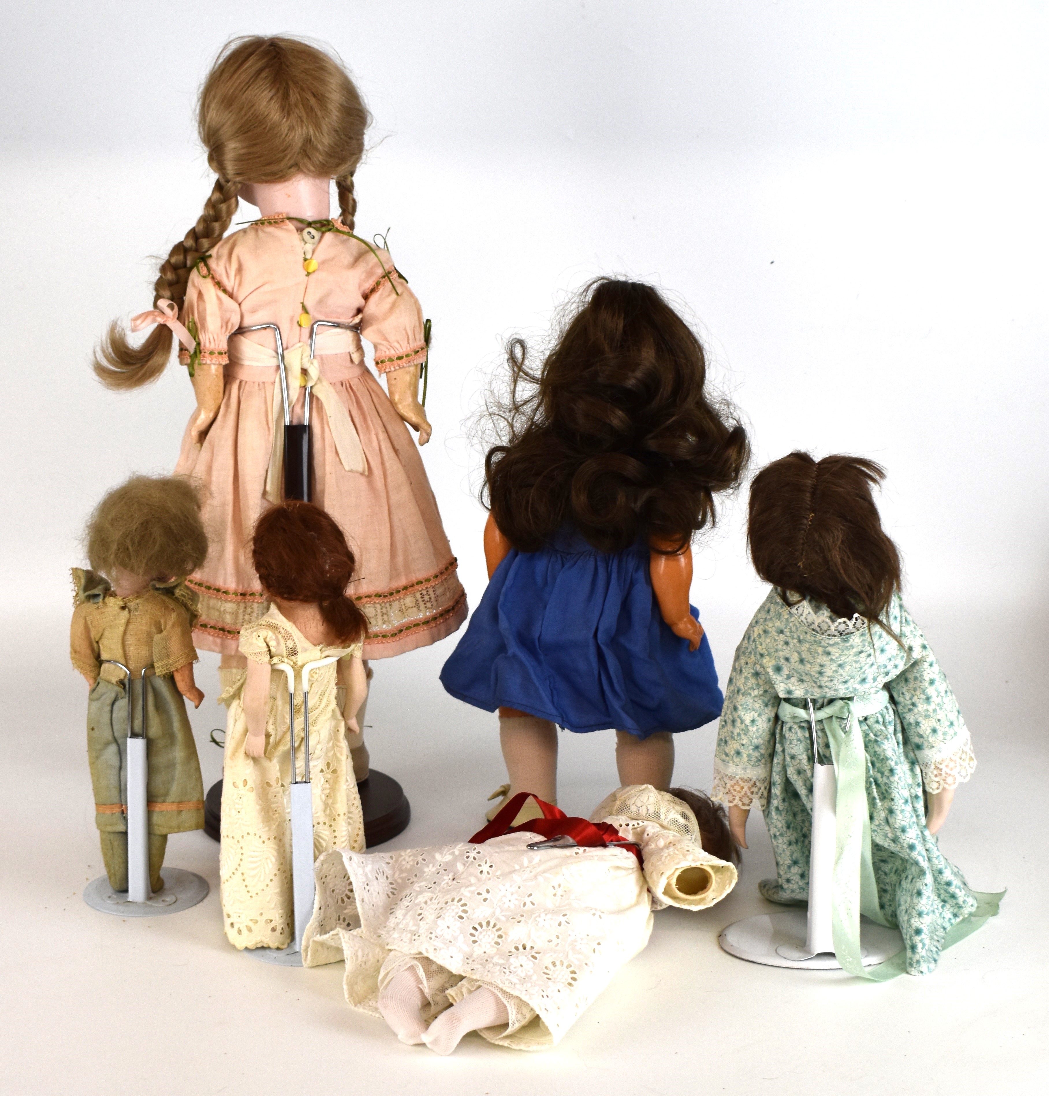 Six German bisque headed dolls including Armand Marseille and Heubach Koppelsdorf, tallest 48cm. - Bild 2 aus 2