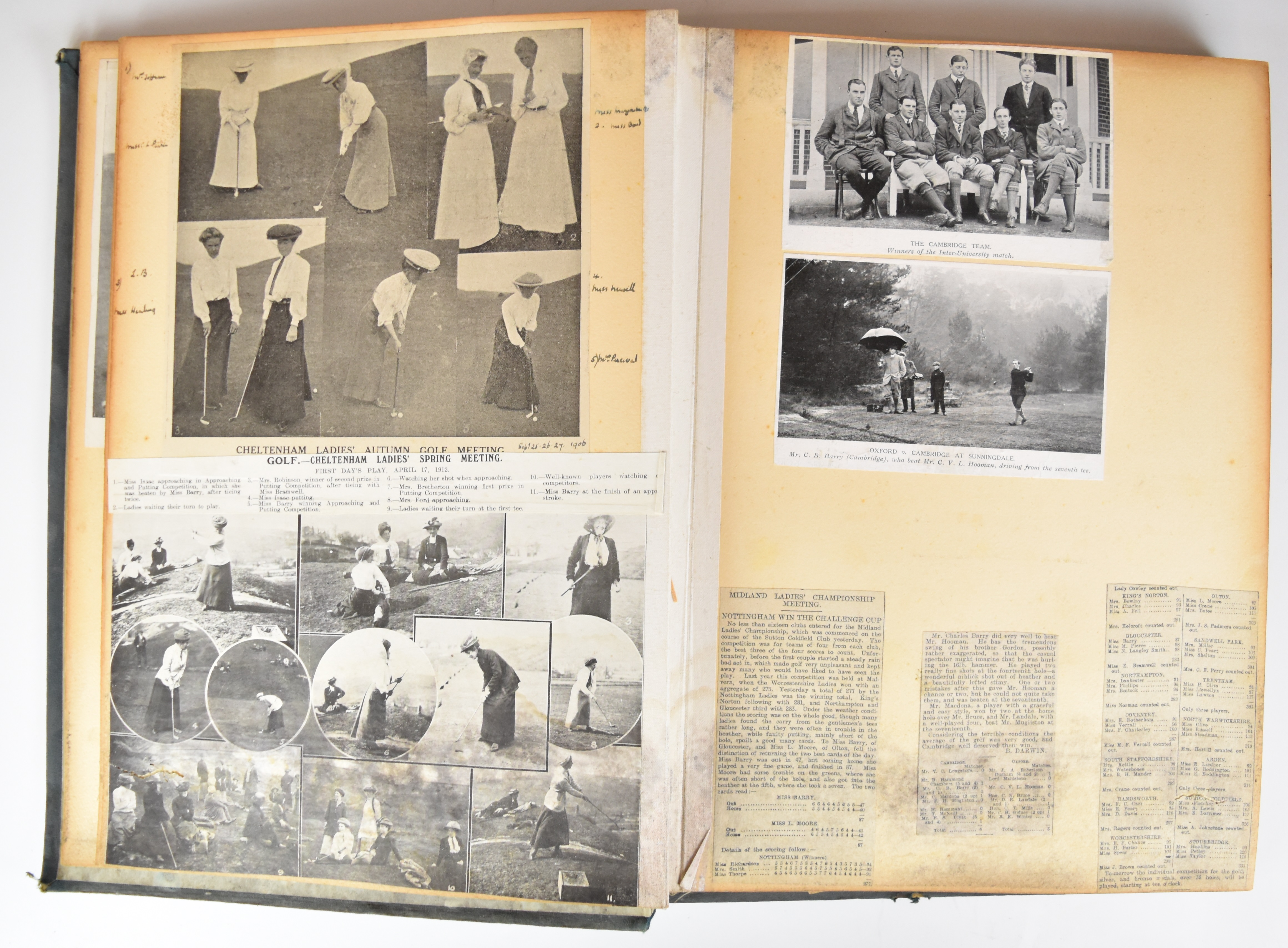 Golfing interest scrapbook c1906-1919 with references and images relating to Cheltenham ladies' - Image 2 of 6