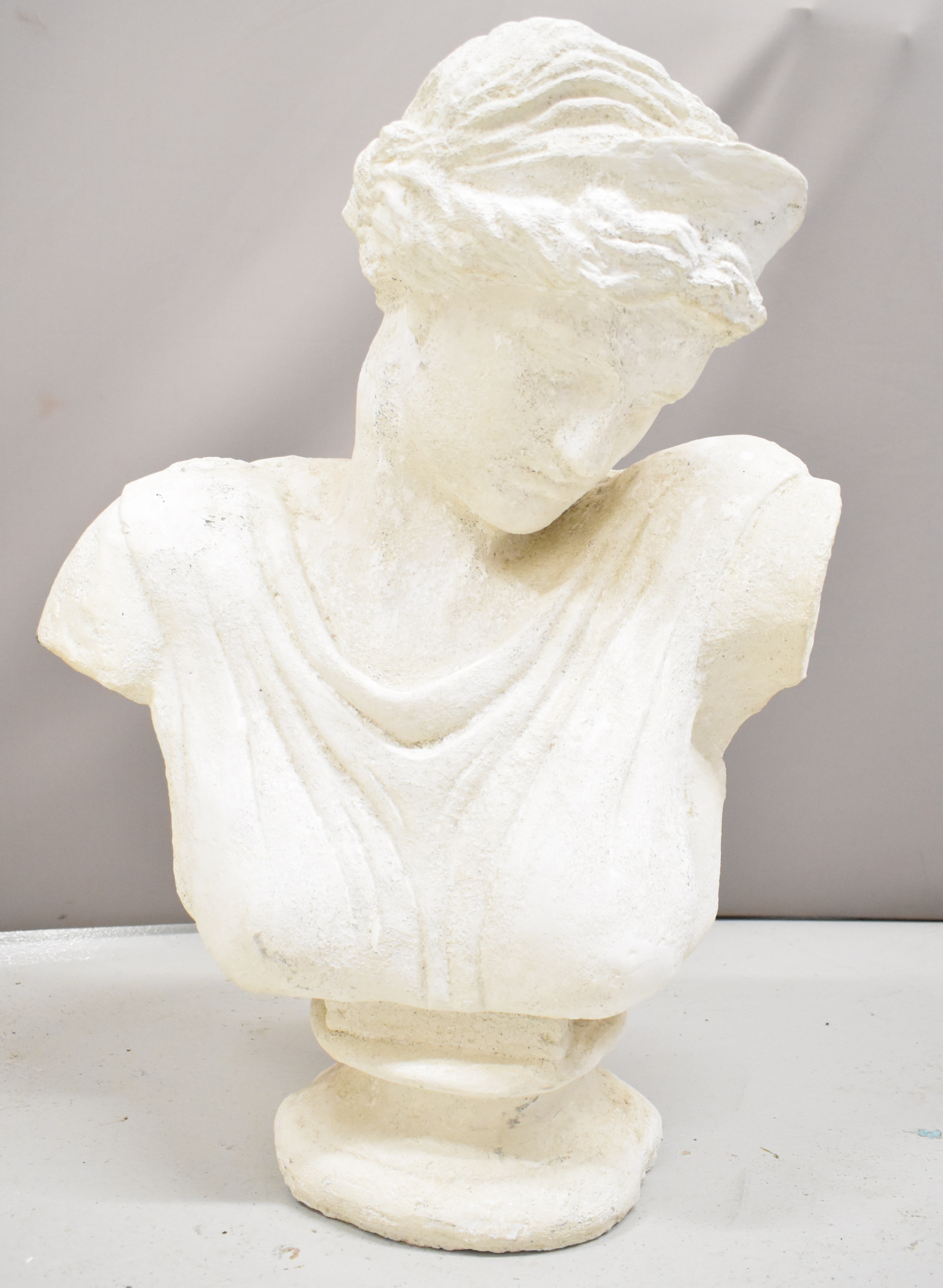 Classical style bust of a lady, on socle base, height 69cm