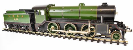 Bassett-Lowke tinplate or pressed steel clockwork 0 gauge 2-6-0 LNER locomotive, 33, in green and