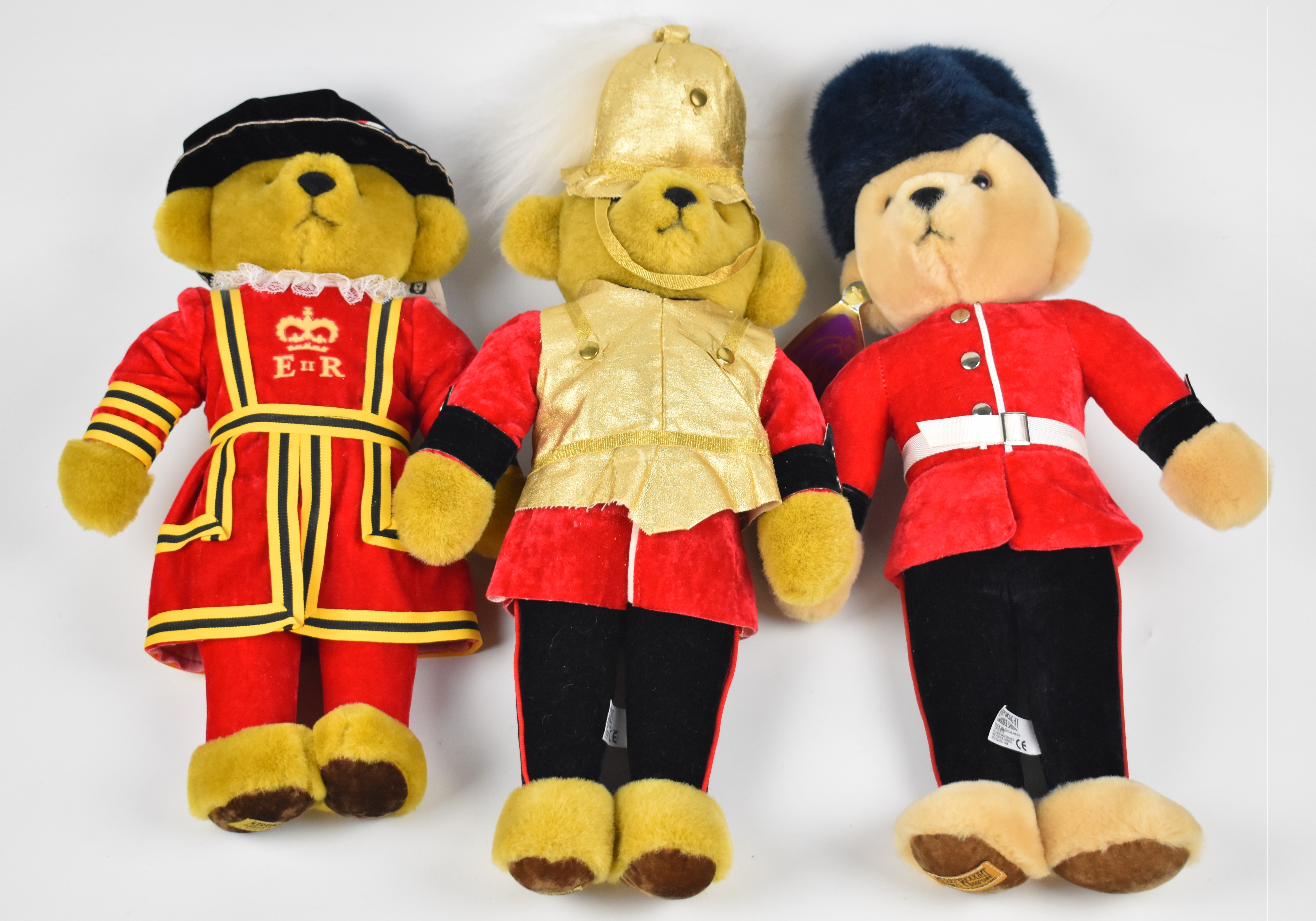 Six Merrythought Teddy bears including Policeman, Yeoman and Guardsman, height 40cm. - Image 2 of 3