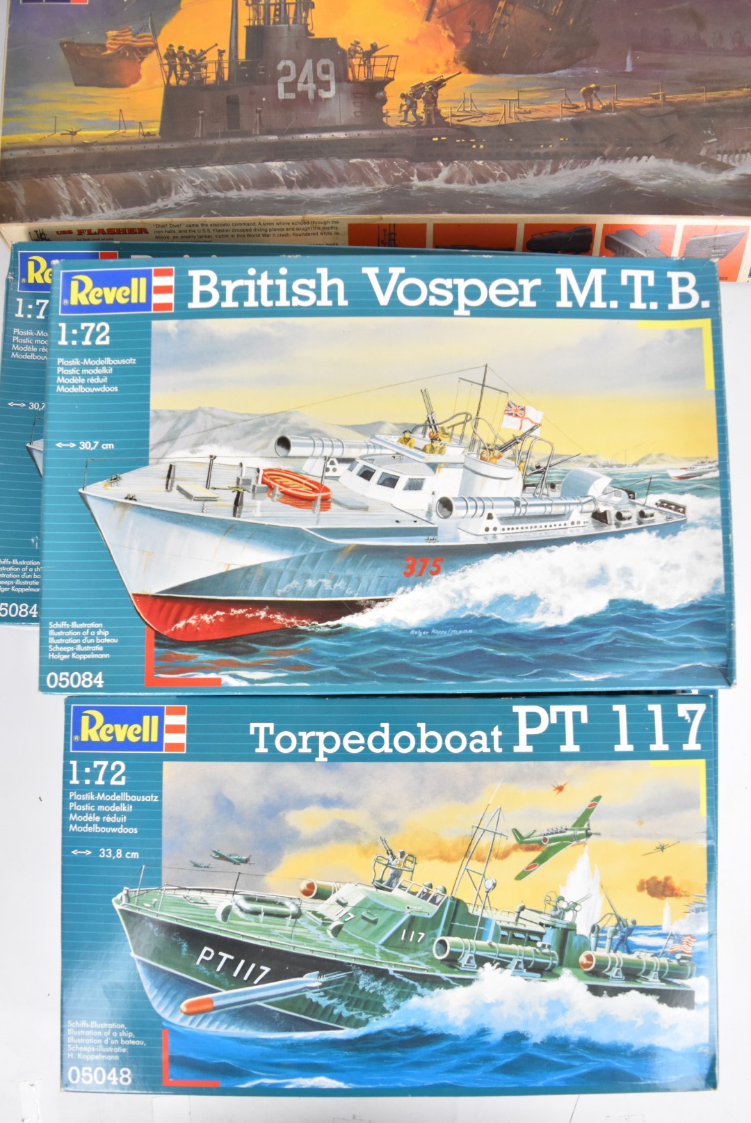 Six Revell 1:72 and 1:570 scale plastic model military ships, boats and submarines to include - Image 2 of 4