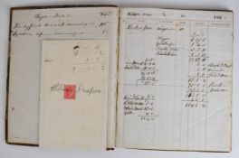 Wage book covering 1857 - 1860 for Syerstow Low Farm, signed inside back cover John Levers