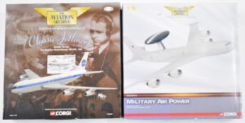 Two Corgi Aviation Archive 1:144 scale diecast model aeroplanes comprising Boeing 707-321 Pan Am