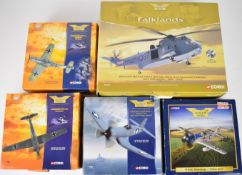 Five Corgi The Aviation Archive 1:72 scale diecast model aircraft to include Westland Sea King Royal