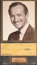 David Niven (British Hollywood) actor, signed cheque to Jenny Lennell dated Feb 19 59, in framed