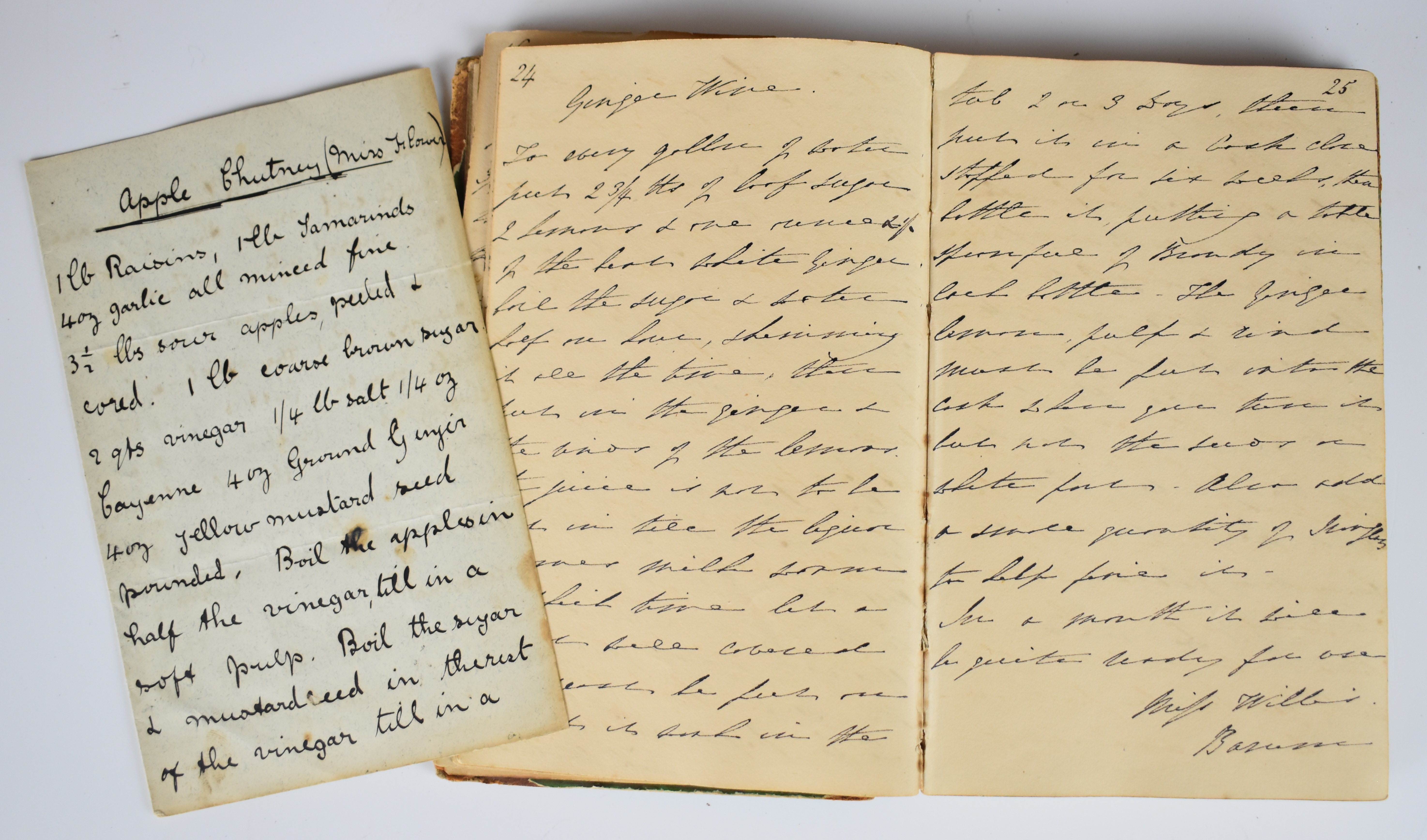 19thC handwritten Recipe Book with pencil date 1843 at front and with an index listing 120 - Image 3 of 5