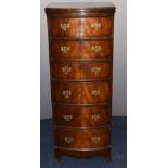 Mahogany bow fronted chest of six graduated drawers, W49 x D34 x H124cm