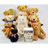 Eleven Merrythought Teddy bears including modern and vintage examples, tallest 50cm.