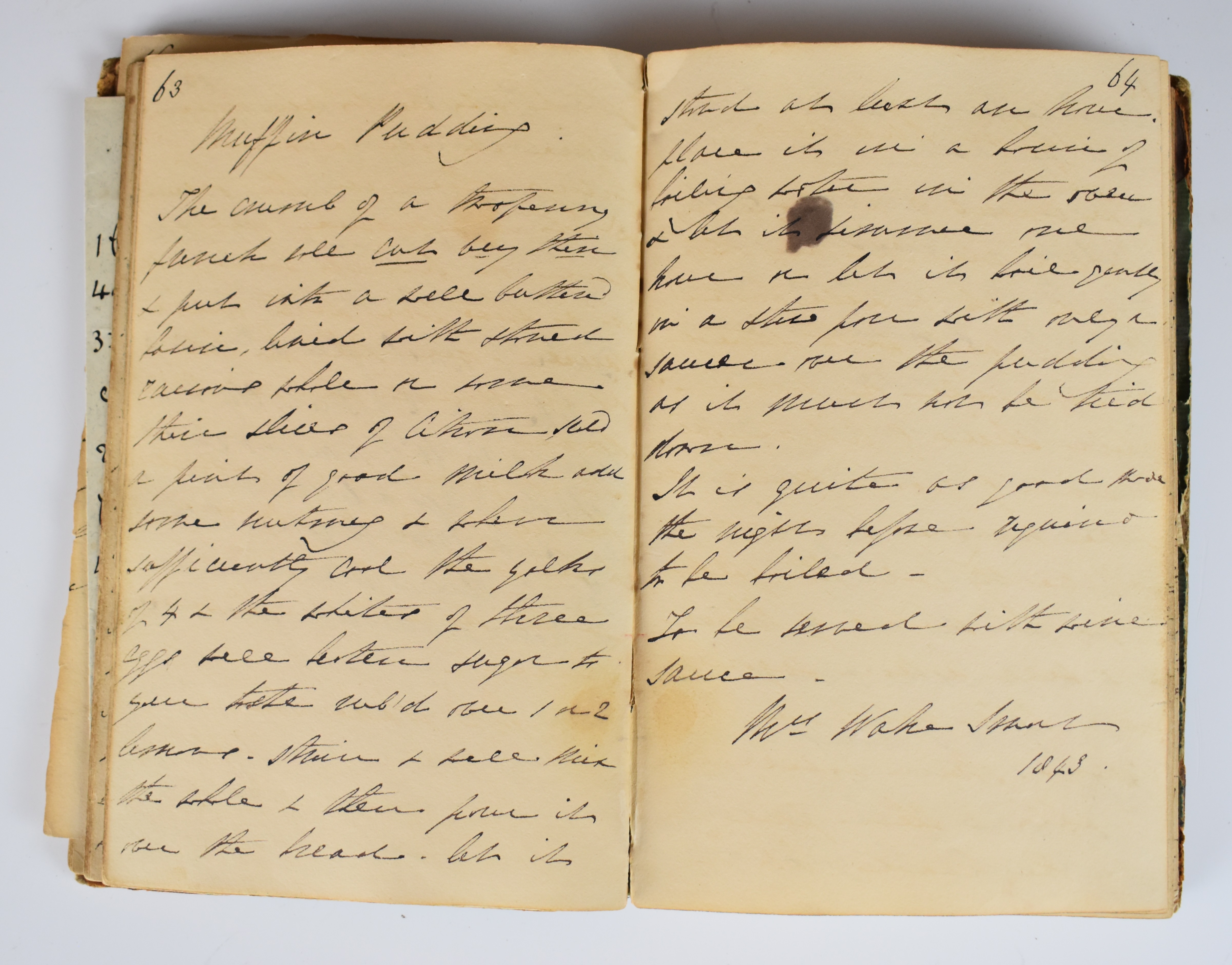 19thC handwritten Recipe Book with pencil date 1843 at front and with an index listing 120 - Image 4 of 5