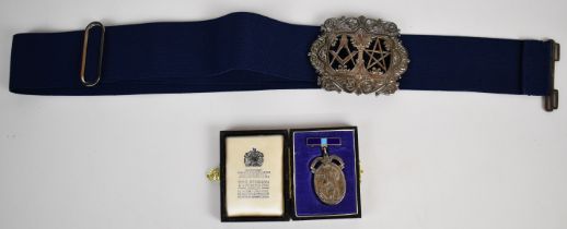 Hallmarked silver Masonic hospital nurse's belt buckle, Birmingham 1966, maker Toye, Kenning &