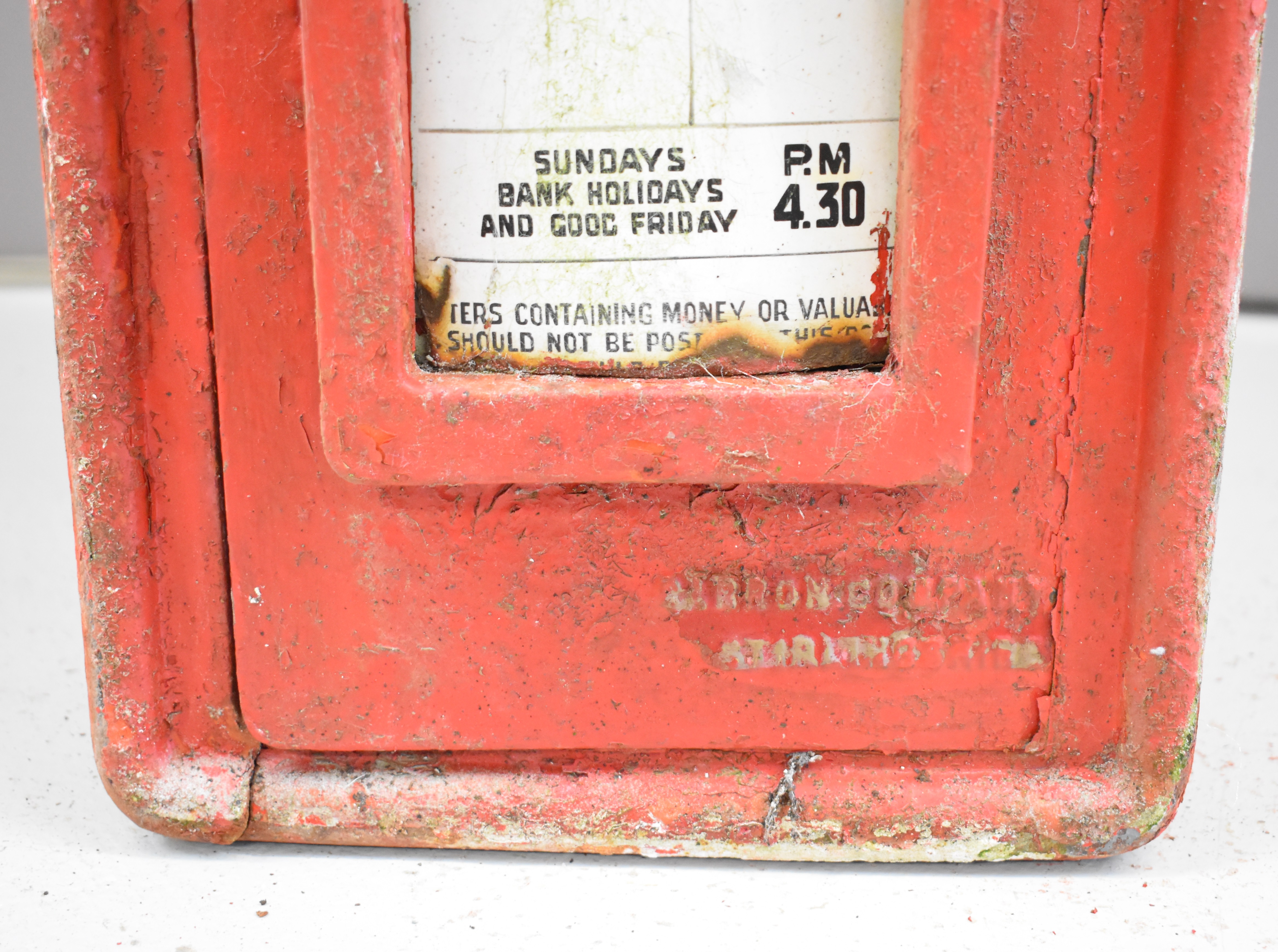 Elizabeth II cast iron and steel post box with enamel plate to front giving collection times, - Image 5 of 8
