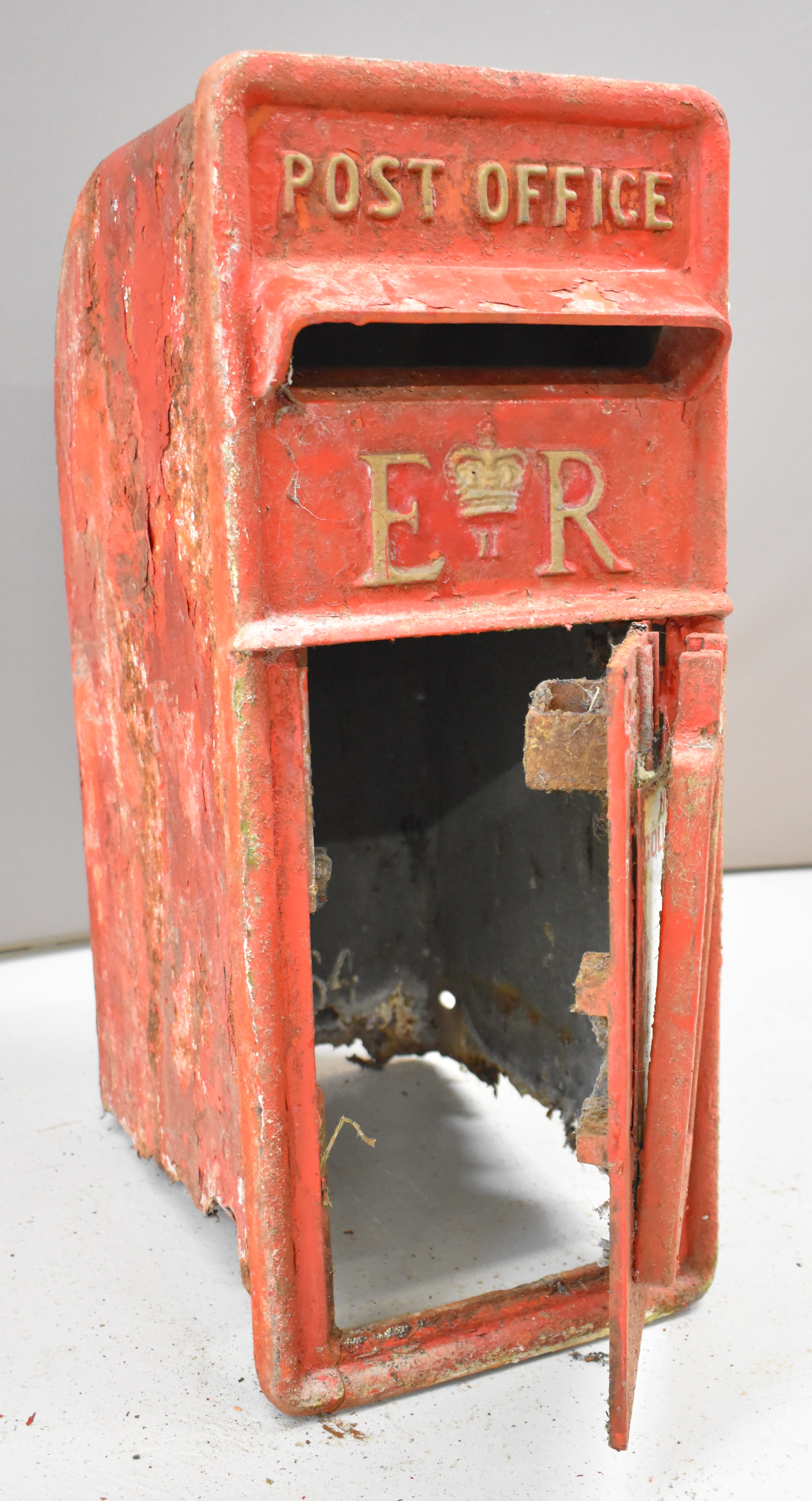 Elizabeth II cast iron and steel post box with enamel plate to front giving collection times, - Image 8 of 8