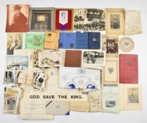 Military and social history including 1910 roll call 'God Save The King' coronation, 1st Queen's