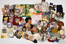 Large collection of cloth badges including sports, county and visitor attractions, Girl Guides,