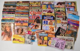 Large collection of vintage glamour / erotic magazines including a good run of Playbirds, some early