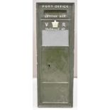 Victorian WB72 cast iron wall mounted letter box with VR cypher and crown to door, without hood