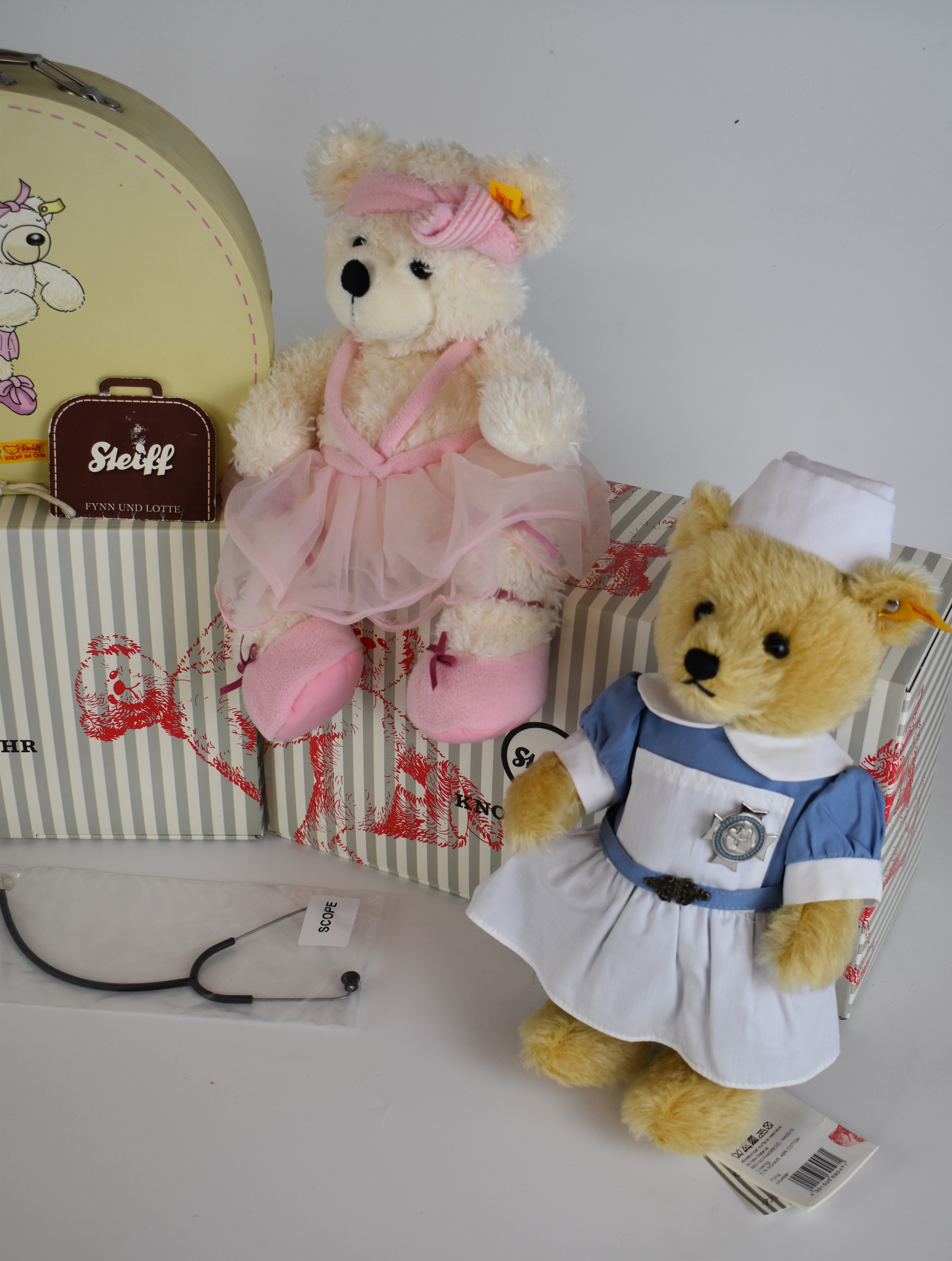 Three Steiff Teddy bears comprising Nurse 690471, Doctor 690723 and Ballerina 111914,tallest 28cm, - Image 7 of 9