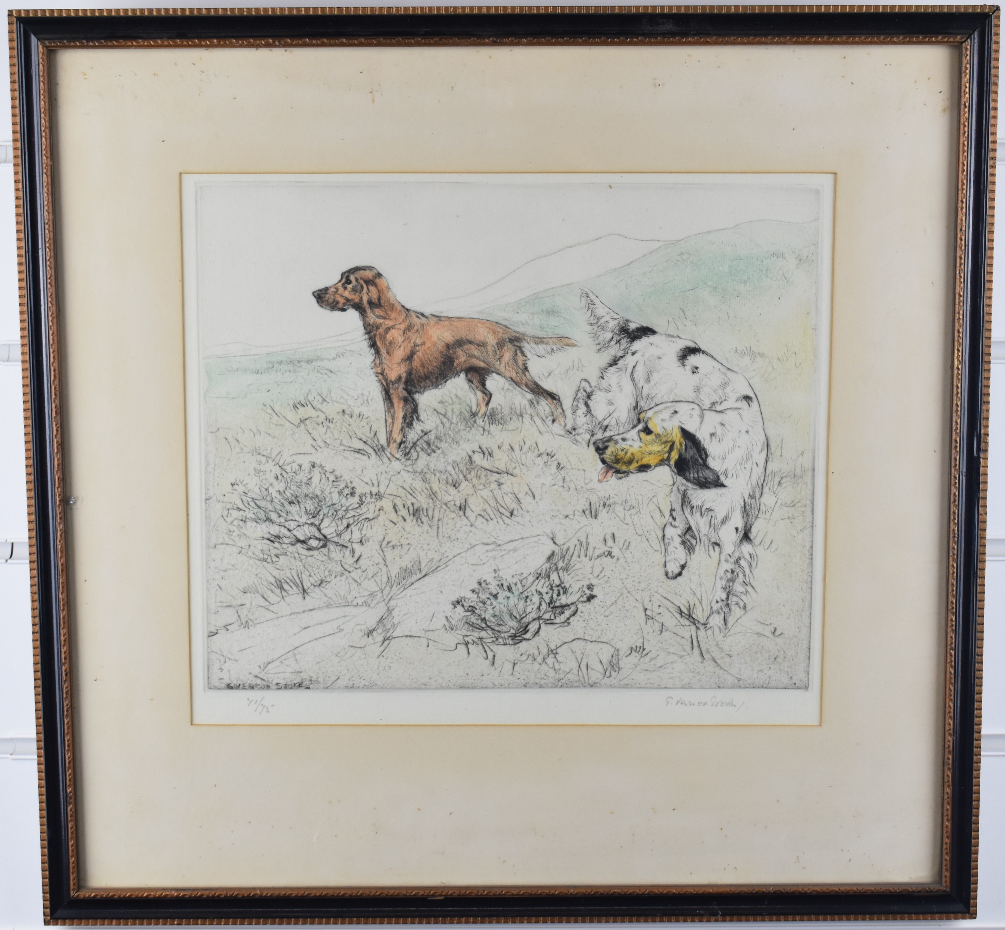 George Vernon Stokes (British 1873-1954), signed limited edition (71/75) coloured etching of two - Image 2 of 6