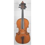 German 1920s two-piece back violin bearing the label Carl Meyer Voigtlandiches Fabrikat no 2006,