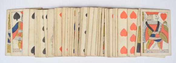 Hall & Bancks pack (49/52) of 19th century playing cards, with Old Frizzle ace, square corners,