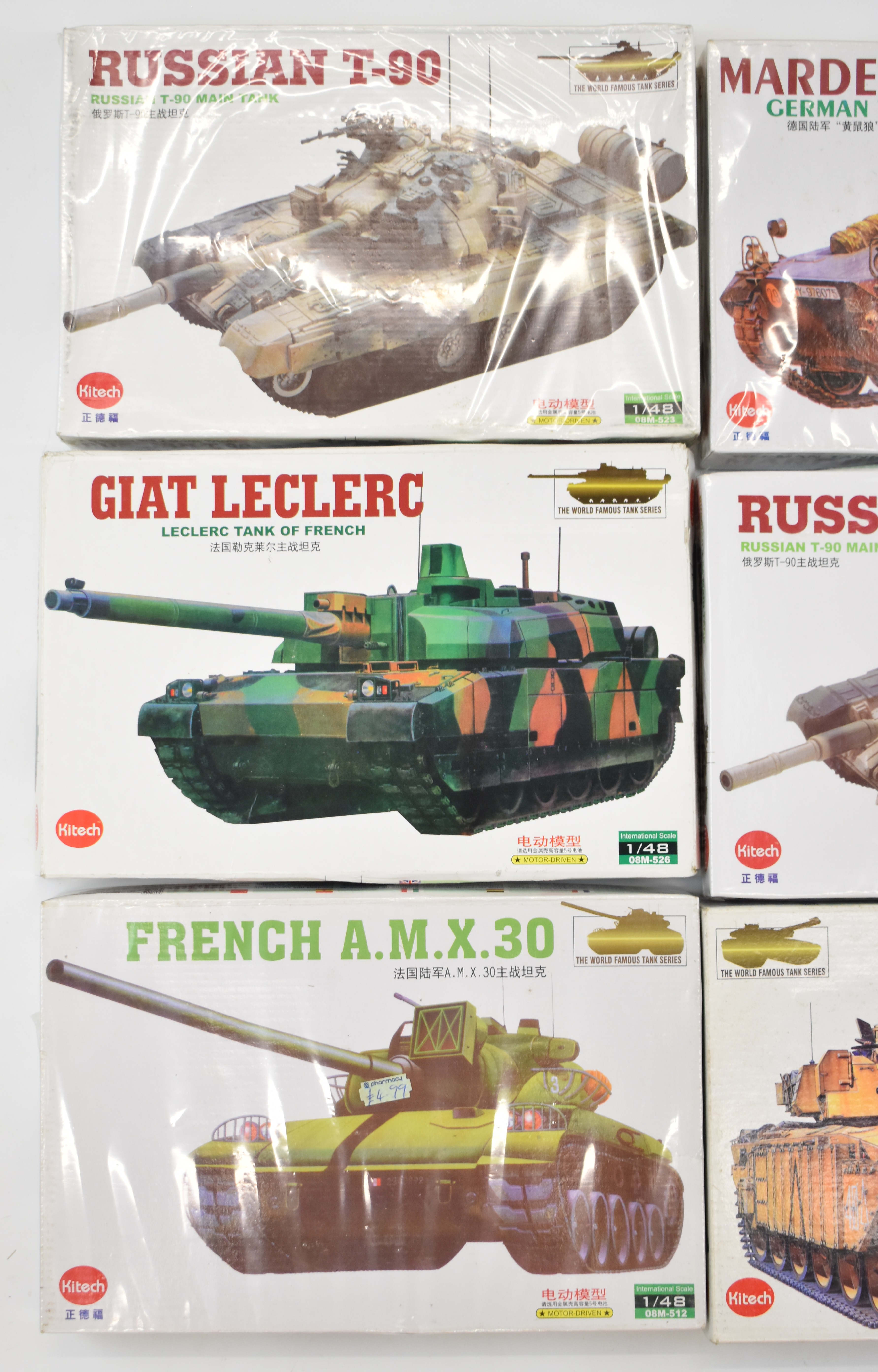 Nine Kitech World Famous Tank Series 1:48 scale motor driven plastic model kits to include Russian - Image 2 of 4