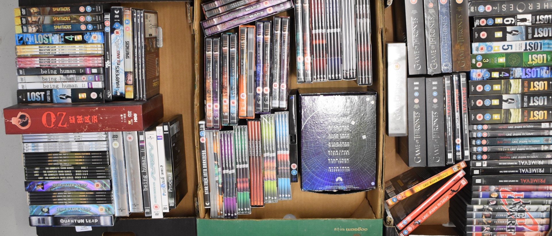 Approximately ninety multi disc DVD boxed sets of mostly sci-fi and adventure TV shows to include