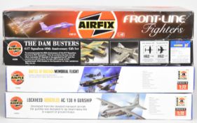 Four Airfix 1:72 and 1:48 scale plastic model aircraft kits comprising The Dam Busters 617