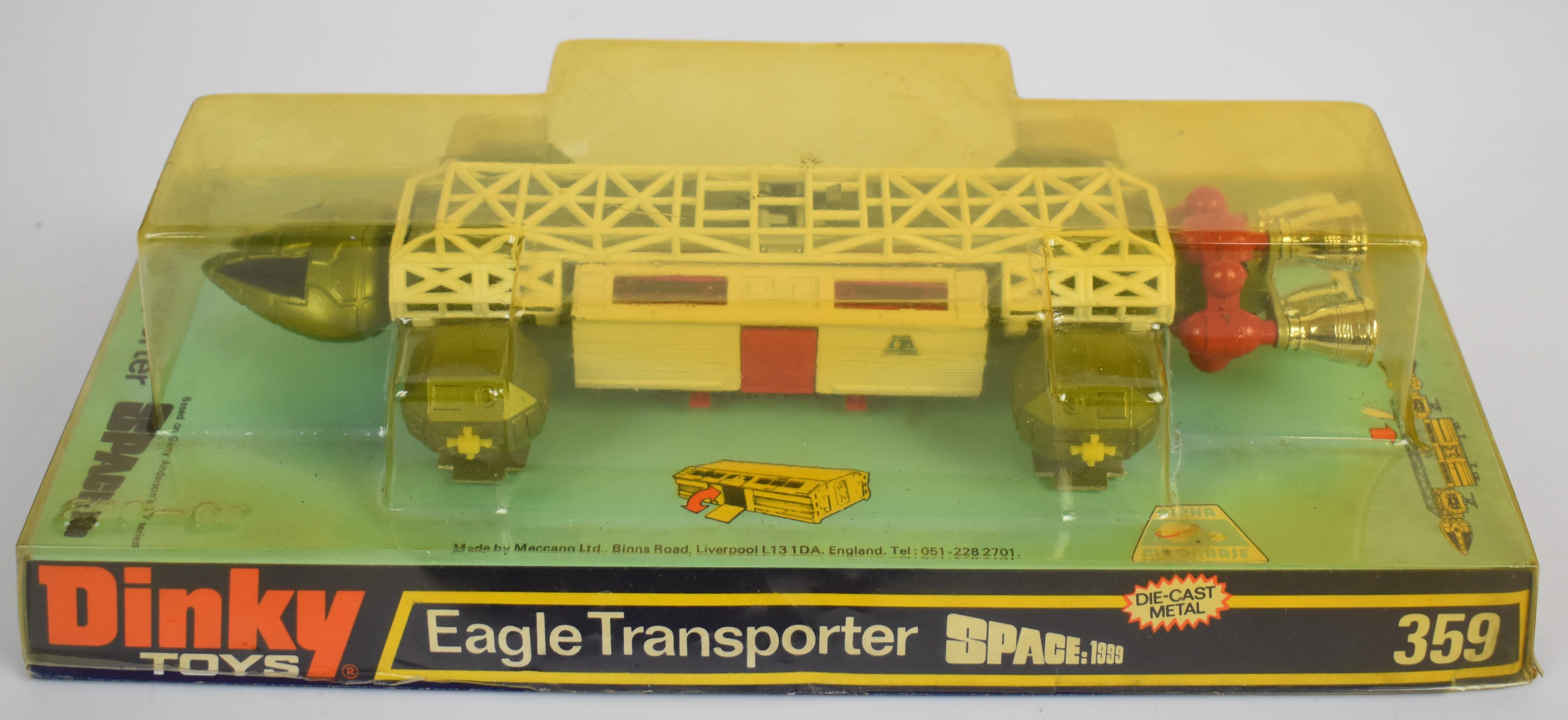 Dinky Toys Space:1999 diecast model Eagle Transporter, 359, in original bubble display box.