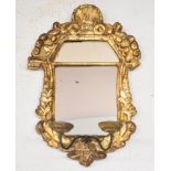 18th / 19thC likely Regency gilt wood pier mirror with blacksmith made iron double candle sconce,