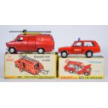 Two vintage Dinky Toys diecast model Fire Service vehicles comprising Ford Transit Fire Appliance