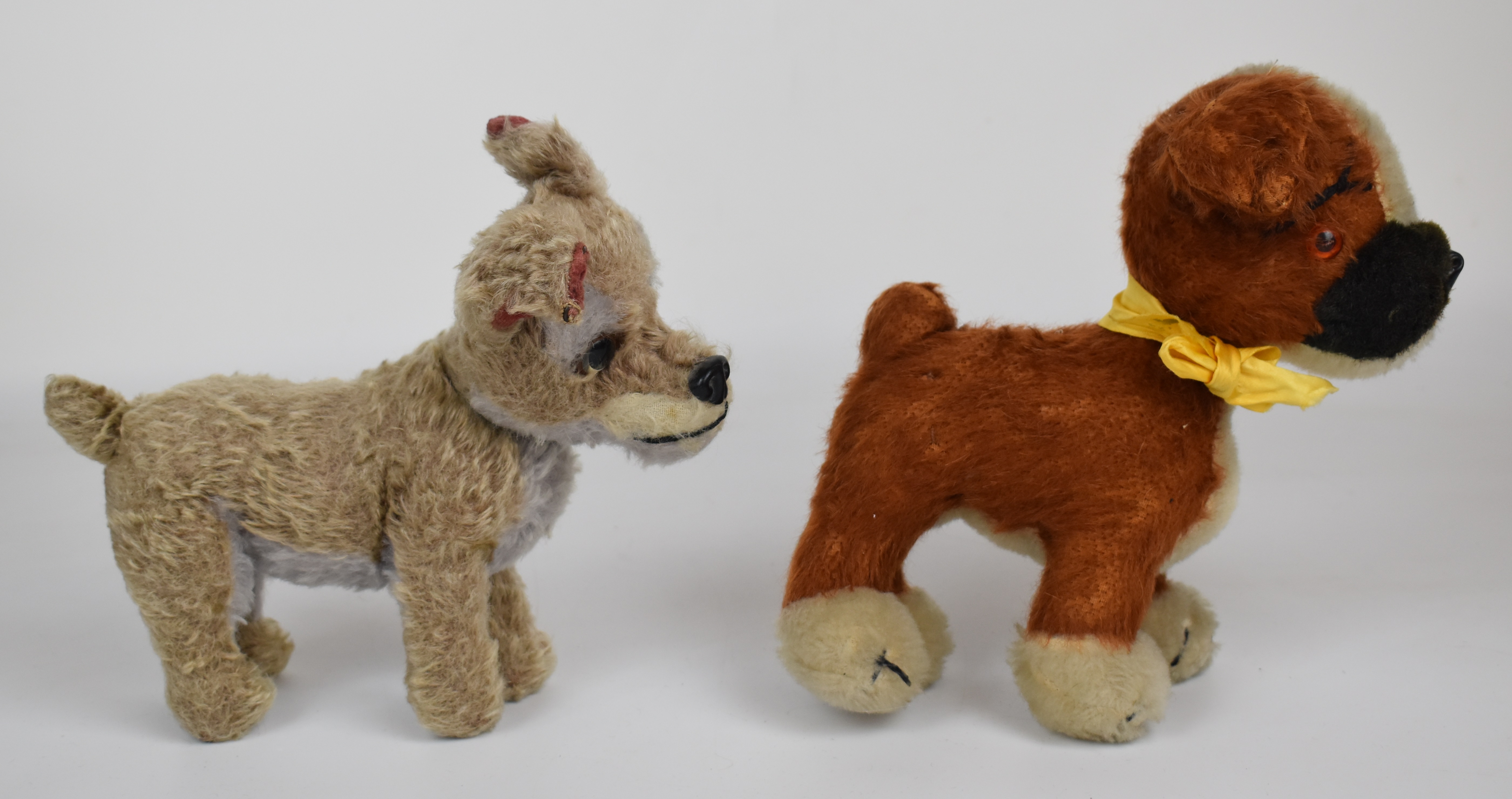 Five vintage Steiff, Merrythought and similar plush toys together with a 1930's celluloid doll in - Image 3 of 5
