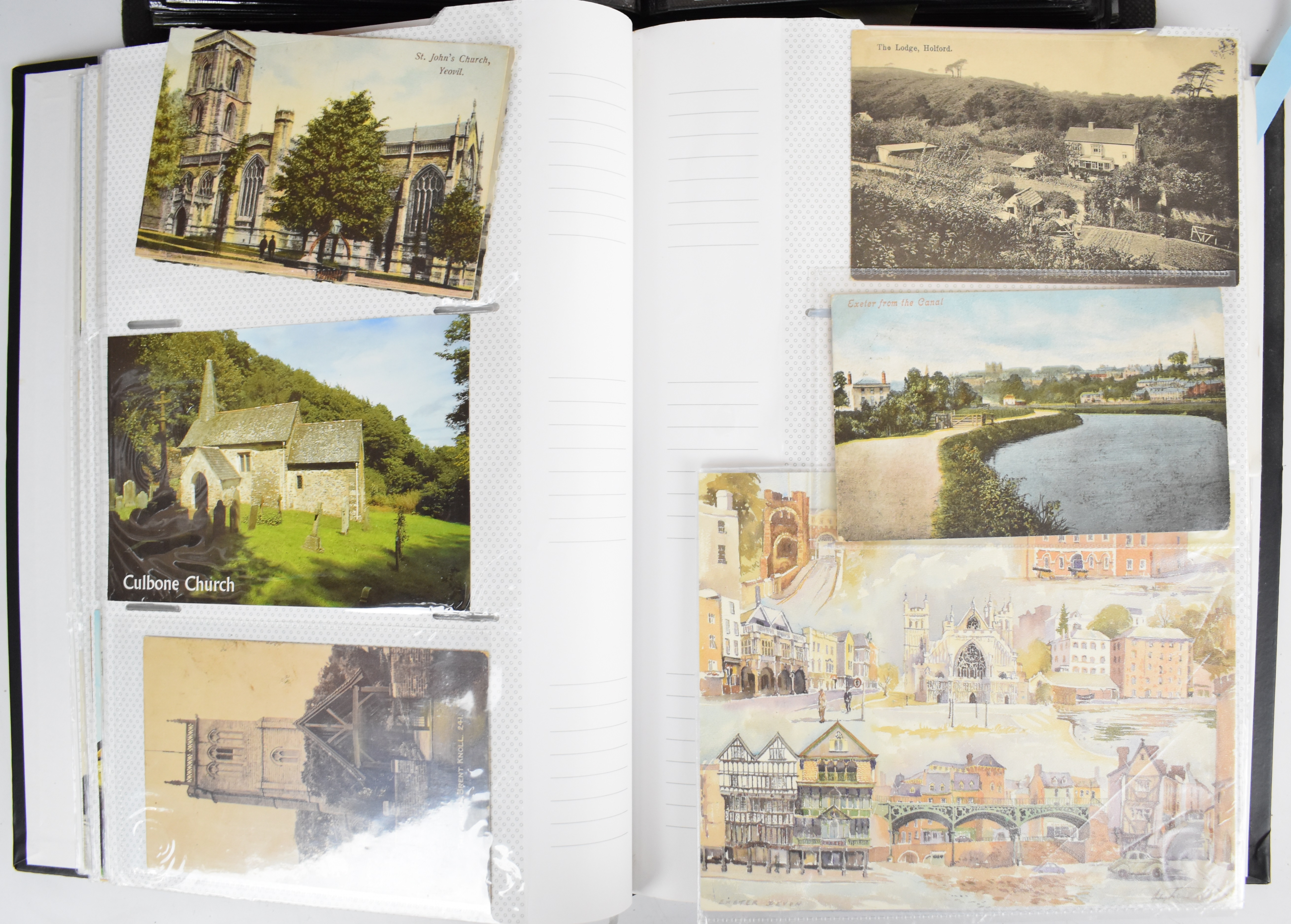 Two albums of topographical postcards including Canterbury, Somerset, Devon, Wells, Bath, Dunster, - Image 3 of 6