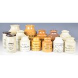 Twelve Taylors of Newport Pagnell 'Prepared Mustard' stoneware jars and a similar Hayllar's example,